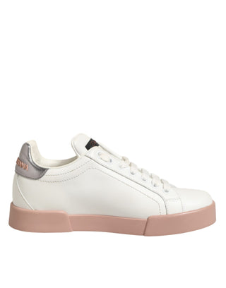 Dolce & Gabbana White Leather Sacred Heart Sneakers Shoes