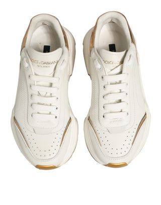 Dolce & Gabbana White Gold Daymaster Low Top Sneakers Shoes