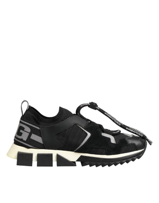 Dolce & Gabbana Black Mesh Sorrento Trekking Sneakers Shoes