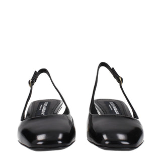 Dolce & Gabbana Black Leather Mid Heel Pumps