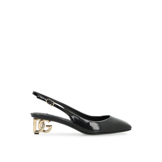 Dolce & Gabbana Black Calfskin Mid Heel Pumps