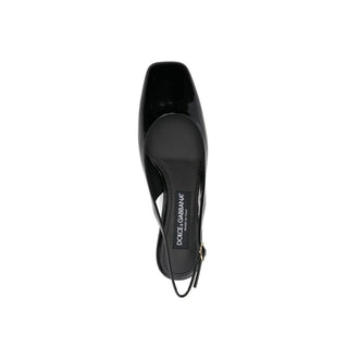 Dolce & Gabbana Black Calfskin Mid Heel Pumps