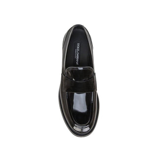 Dolce & Gabbana Black Calfskin Slip-On Loafers