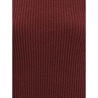 Brunello Cucinelli Bordeaux Fleece Wool Casual Dress