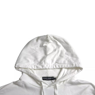 Dolce & Gabbana White Cotton Hooded Pullover Sweatshirt Men