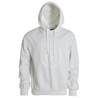 Dolce & Gabbana White Cotton Hooded Pullover Sweatshirt Men