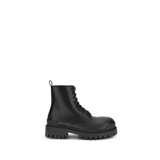 Balenciaga Black Calf Leather Bos Taurus Lace-Up Boots
