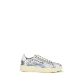 Autry Silver Calf Leather Bos Taurus Low Top Sneakers