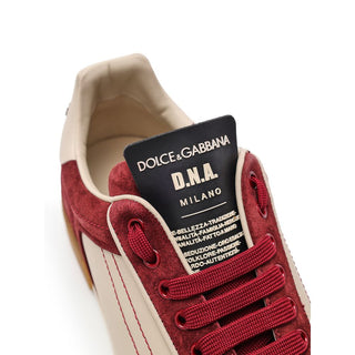 Dolce & Gabbana White Leather Low Top Sneakers