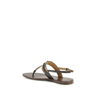 Gucci Brown Calf Leather Bos Taurus Flat Sandals