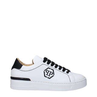 Philipp Plein White Leather Low Top Sneakers