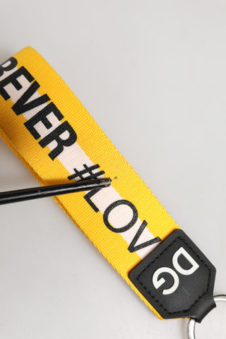 Dolce & Gabbana Multicolor Logo Polyester Brass Holder Keychain Keyring