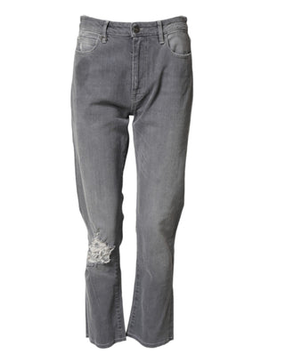 CYCLE Gray Tattered Mid Waist Men Straight Denim Trouser Jeans