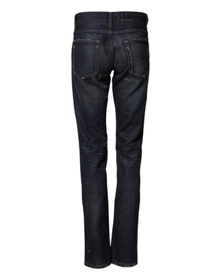 Dolce & Gabbana Dark Blue Watch GOLD Men Skinny Denim Jeans