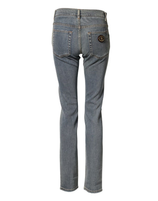 Dolce & Gabbana Blue Two Tone Cotton Men Skinny Denim Jeans