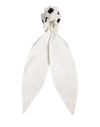 Dolce & Gabbana Scrunchie White Cotton Polka Dot Scarf Tie Accessory Hair