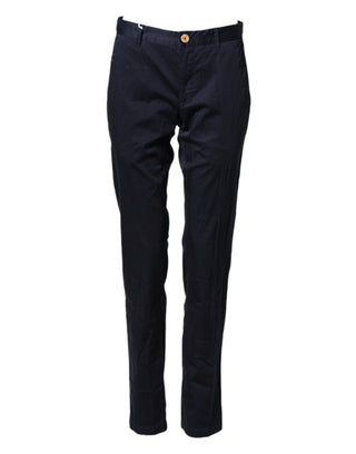 Domenico Tagliente Dark Blue Cotton Skinny Men Trouser Pants