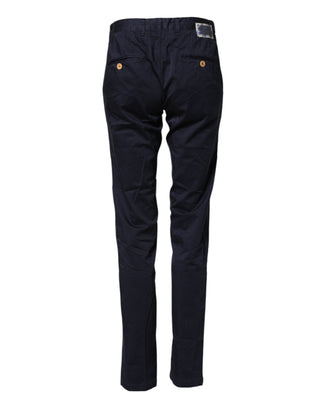 Domenico Tagliente Dark Blue Cotton Skinny Men Trouser Pants