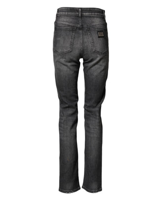Dolce & Gabbana Gray High Waist Cotton Skinny Denim Jeans