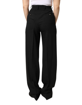 Dolce & Gabbana Black Wool Blend Straight High Waist Pants