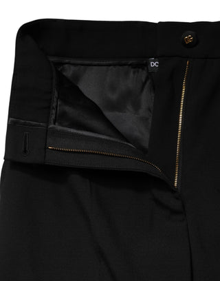 Dolce & Gabbana Black Wool Blend Straight High Waist Pants