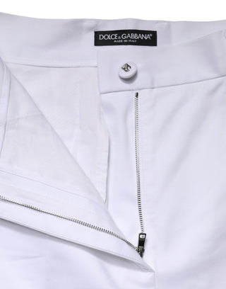 Dolce & Gabbana White Cotton High Waist WideLeg Cropped Pants