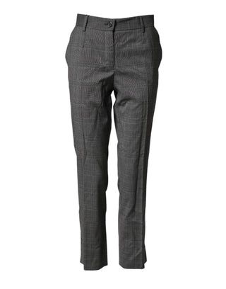 Dolce & Gabbana Dark Gray Check Tartan VirginWool Dress Pants