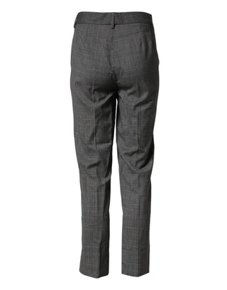 Dolce & Gabbana Dark Gray Check Tartan VirginWool Dress Pants