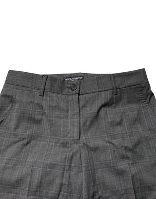 Dolce & Gabbana Dark Gray Check Tartan VirginWool Dress Pants