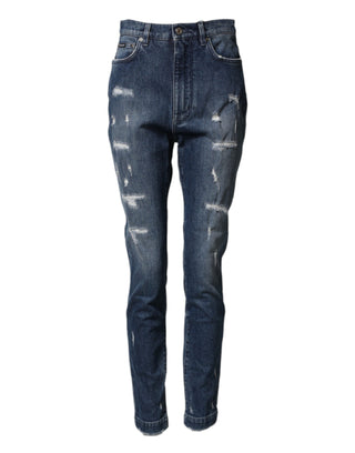 Dolce & Gabbana Blue Distressed Washed Logo GRACE Denim Jeans