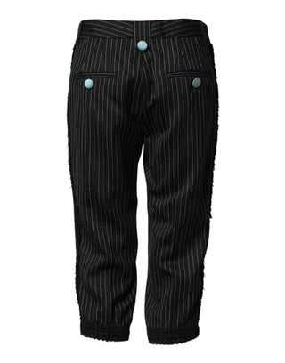 Dolce & Gabbana Black Wool Stripes Cropped Trouser Pants