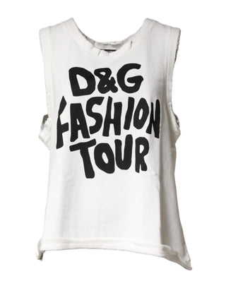 Dolce & Gabbana White Graphic CrewNeck Sleeveless Tank T-shirt
