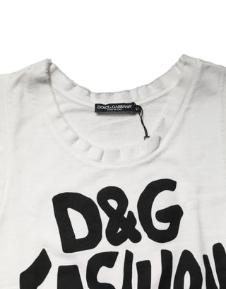Dolce & Gabbana White Graphic CrewNeck Sleeveless Tank T-shirt