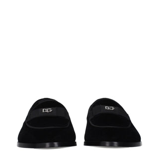 Dolce & Gabbana Black Velvet Slip-On Loafers