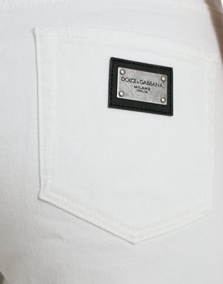 Dolce & Gabbana Wide Leg White Cotton Cropped Denim Jeans
