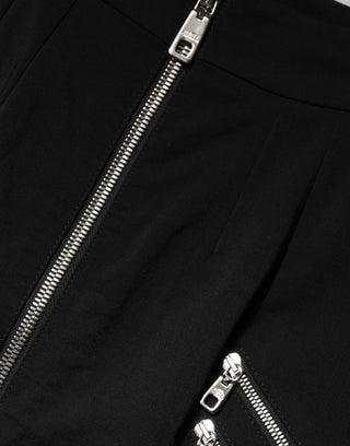 Dolce & Gabbana Black Polyester Zipper High Waist Mini Skirt