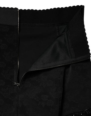 Dolce & Gabbana Black Nylon Embellished Lace Mini Skirt