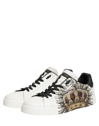 Dolce & Gabbana White Black Crown Low Top Sneakers Men  Shoes