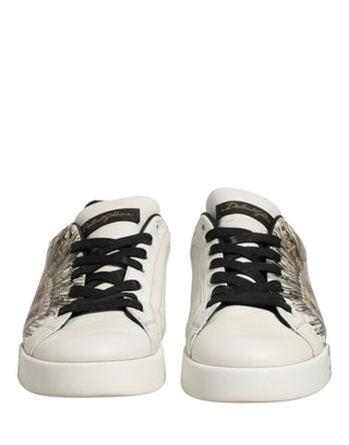 Dolce & Gabbana White Black Crown Low Top Sneakers Men  Shoes