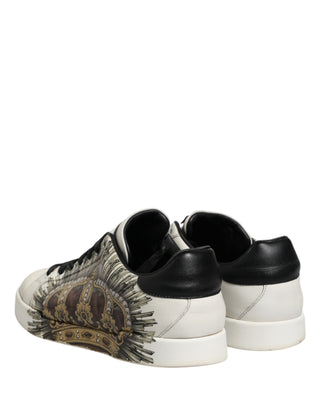 Dolce & Gabbana White Black Crown Low Top Sneakers Men  Shoes