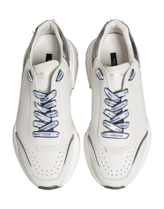 Dolce & Gabbana White Silver Daymaster Low Top Sneakers Shoes