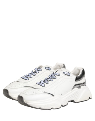 Dolce & Gabbana White Silver Daymaster Low Top Sneakers Shoes