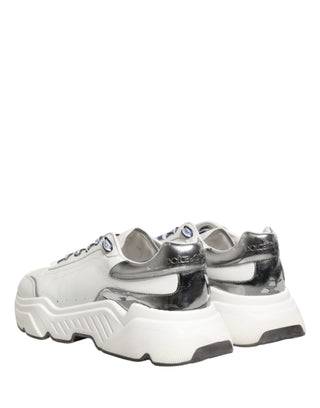 Dolce & Gabbana White Silver Daymaster Low Top Sneakers Shoes