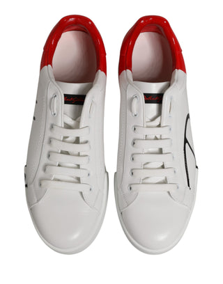 Dolce & Gabbana White Red Portofino Low Top Men Sneakers Shoes
