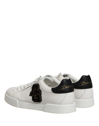 Dolce & Gabbana White Leather DG Logo Low Top Sneakers Shoes