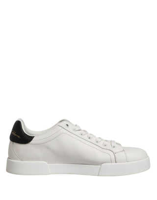 Dolce & Gabbana White Leather DG Logo Low Top Sneakers Shoes