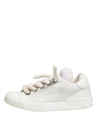 Dolce & Gabbana White Leather Men Low Top Sneakers Shoes