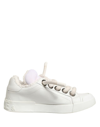 Dolce & Gabbana White Leather Men Low Top Sneakers Shoes