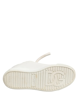 Dolce & Gabbana White Leather Men Low Top Sneakers Shoes