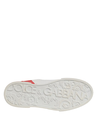 Dolce & Gabbana White Red Portofino Low Top Men Sneakers Shoes